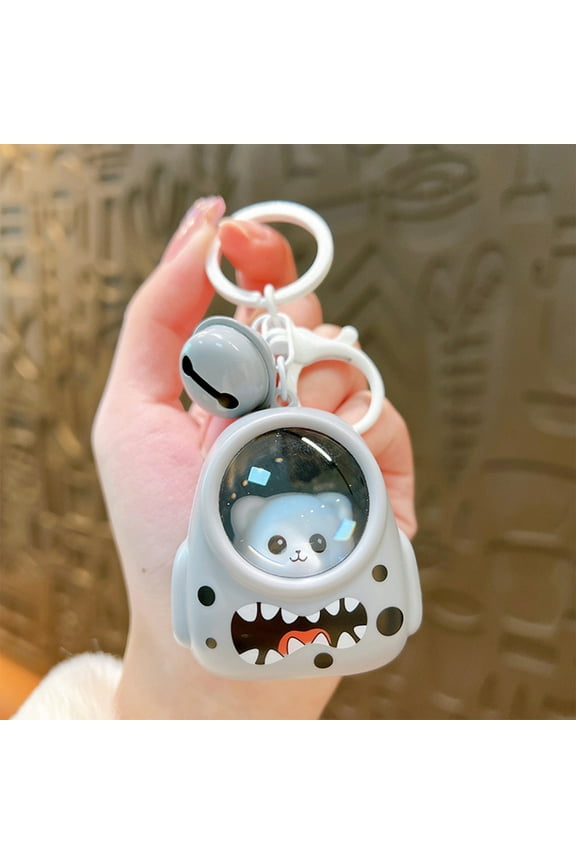 Cute Cats Astronaut Keychain Glowing Starry Sky Backpack Charm LED Night Light Key Ring Small Bag Pendant Soft Lightweight for Car Bags Keys Decor