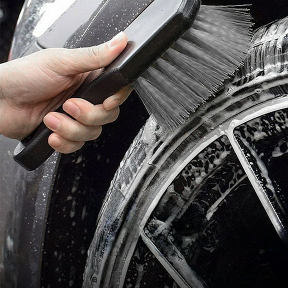 FeiFu Double-Texture Wheel Tire Cleaning Brush,Steel Rim Brush with Degreasing Bristles for Alloy Carved Rims Cleaning Brush Cleaning Car Fine Washing Tool Gray