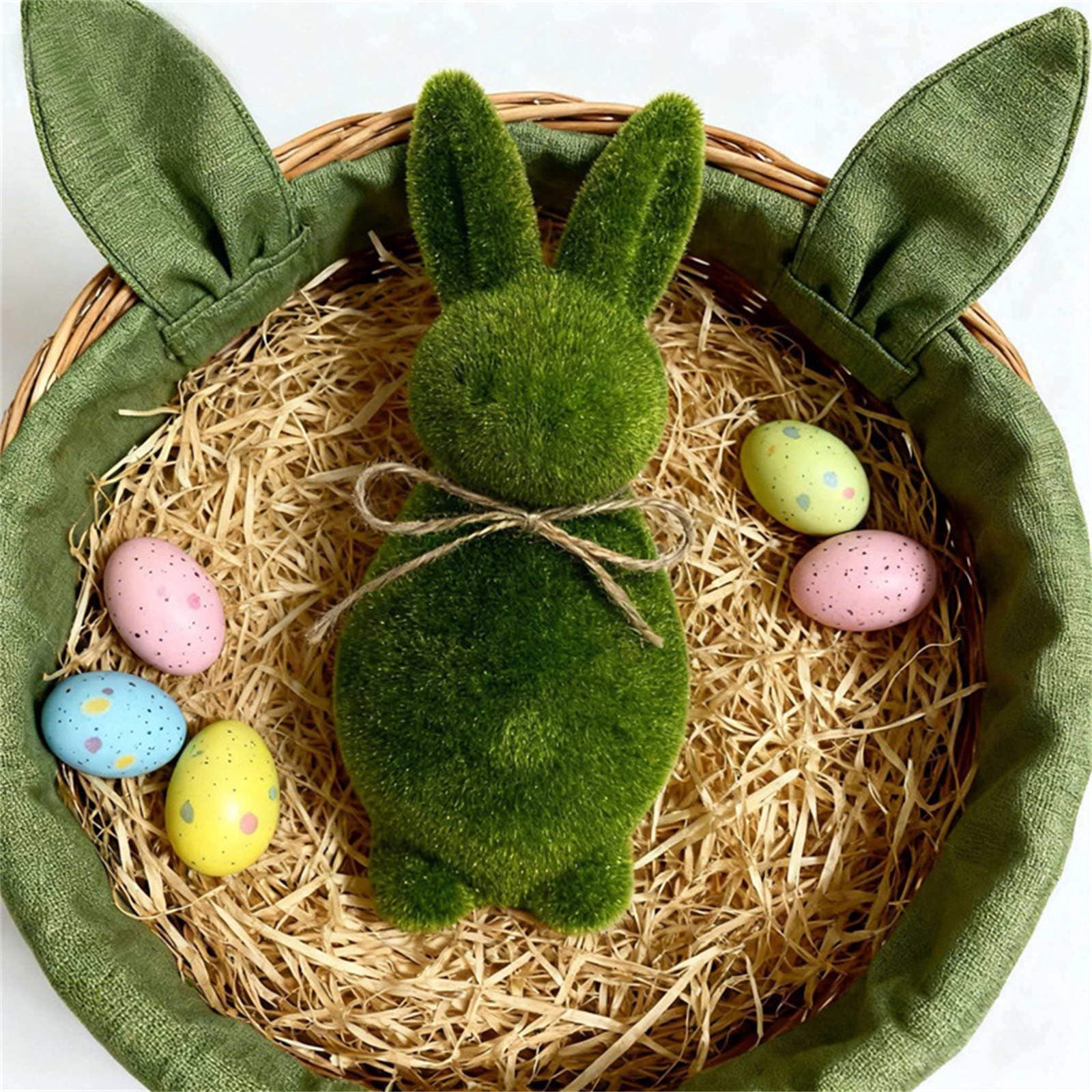 FeiFu Easter Artificial Flocked Plastic Rabbits Realistic Bunny ...