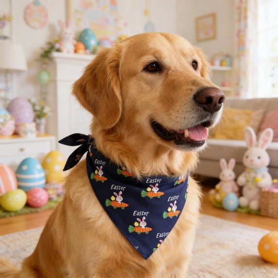 FeiFu Easter Pet Bandana Triangle Scarf for Dogs Cats Cute Bunny Egg Print Puppy Bib Kerchief for Easter Holiday Party Decor