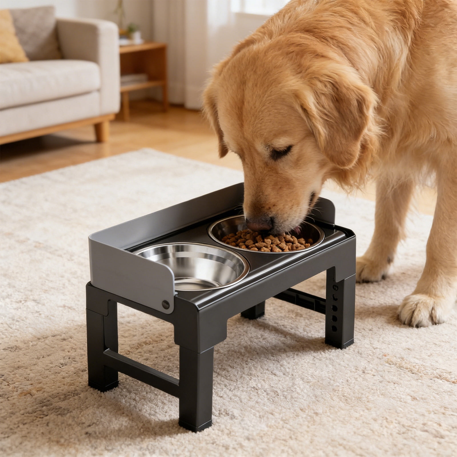 FeiFu Elevated Dog Bowls Large Breed Raised Dogs Bowl Stand Large Medium Sized Dog Slow Feeder Dogs Bowls Food Water Stands Pet Feeder Dish Station