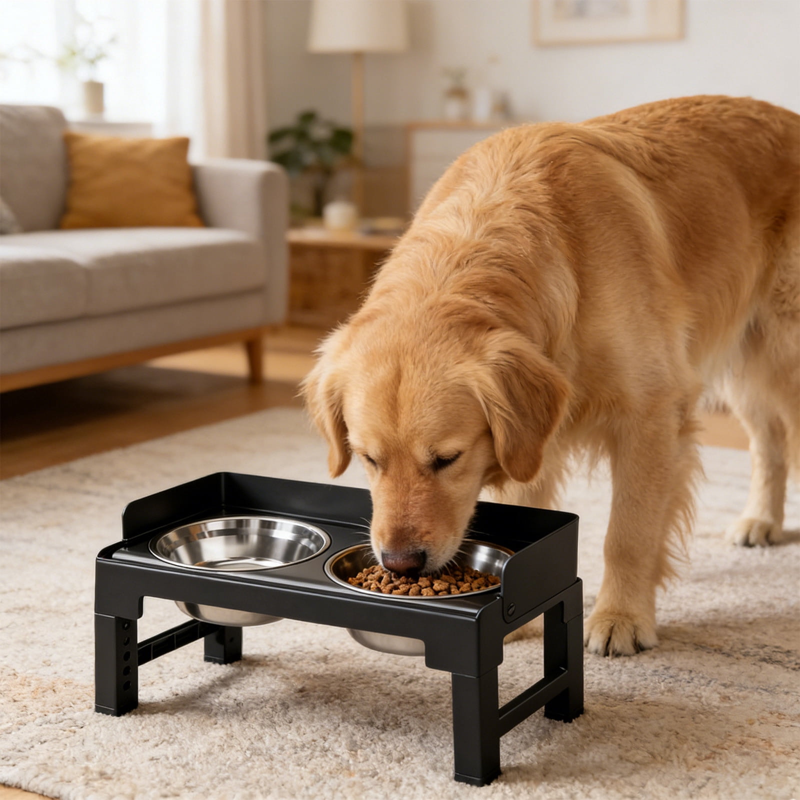 FeiFu Elevated Dog Bowls Large Breed Raised Dogs Bowl Stand Large Medium Sized Dog Slow Feeder Dogs Bowls Food Water Stands Pet Feeder Dish Station