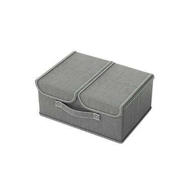 FeiFu Fabric Storage Tote with Lids and Handles,Foldable Stackable Organizer Bins for Toys,Clothes, Shelves (Multi-Pack) Gray