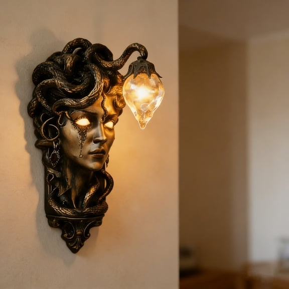 FeiFu Gothic Snake LED Wall Sconce, 8.27 Inch Battery Operated Wall Mount Night Light, Vintage Sculpture Decor Lamp (Batteries Not Included) - Lámpara de Pared, Lampe Murale