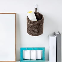 FeiFu Handwoven Thread Storage Basket Wall Mounted Hanging Organizer for Bedside Desktop Soft Fabric Basket for Small Items and Daily