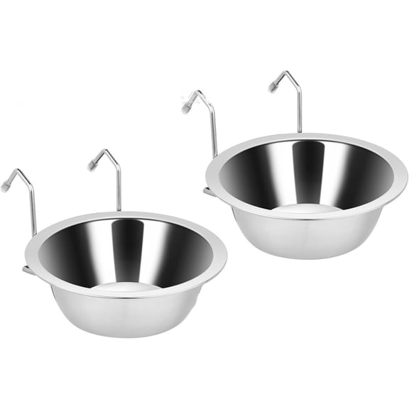 FeiFu Hanging Pet Water Bowl Kennel Accessory Popular Stainless Steel Dog Bowl Adjustable Height Bracket Cage Mount Feeder For Dogs Cats Small Animals Rustproof