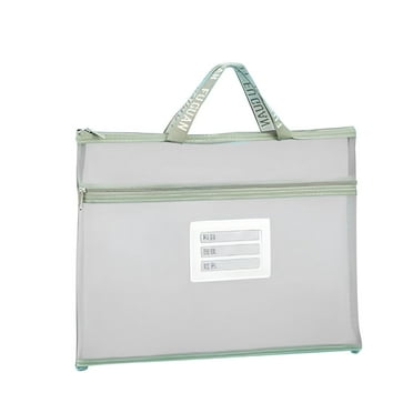 FeiFu Large Zipper Pouch with Handle Pocket Waterproof File Bag, A4 Foldable Document Storage Bag for Office Carrying Paper Files Books Filing Folder Travel Green