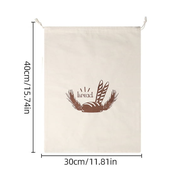FeiFu Linen Bag Reusable French Bread Storage Bag Drawstring Closure Bread Bag for Baking and Kitchen Organization