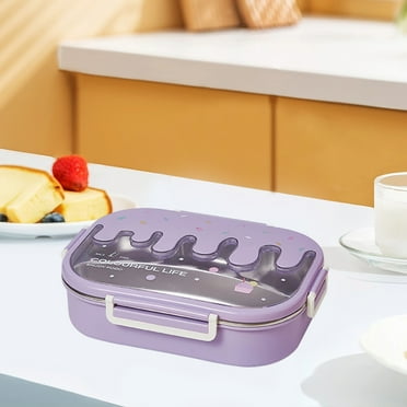 FeiFu Lunch Box Adult Lunch Box with Compartments, Set of Utensil Chopsticks Dip Container, Cute Lunch Box, Microwavable Purple