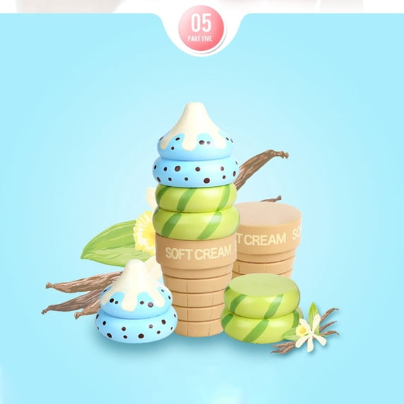 FeiFu Magnetic Pretend Play Ice Cream Toy Cute Educational Toy Set Safe Role Playing and Early Learning Simulation of Ice Cream