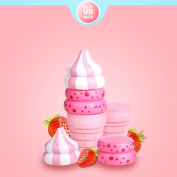FeiFu Magnetic Pretend Play Ice Cream Toy Cute Educational Toy Set Safe Role Playing and Early Learning Simulation of Ice Cream