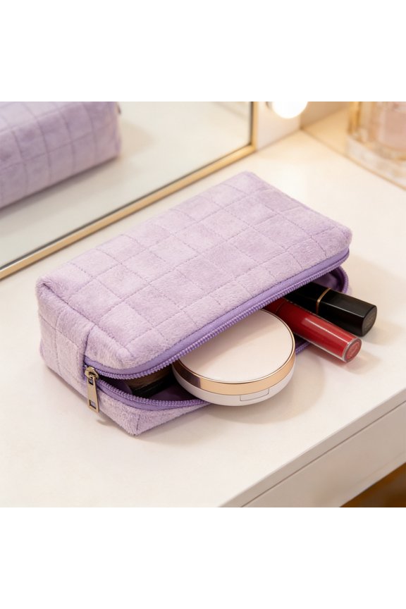 Makeup Bag Soft Pouch Plush Toiletry Organizer Make Up Organize Accessories Travel Bag Purse Containers Cute Bag