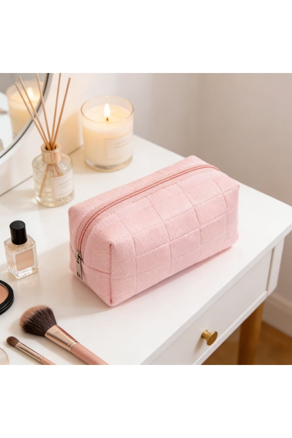 Makeup Bag Soft Pouch Plush Toiletry Organizer Make Up Organize Accessories Travel Bag Purse Containers Cute Bag