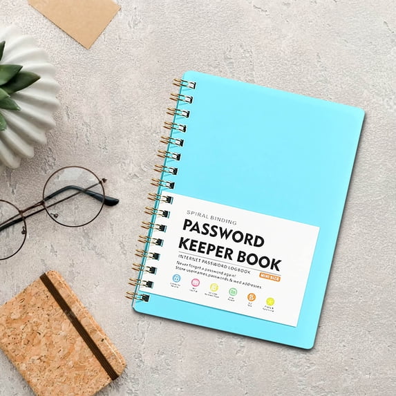 FeiFu Mini Size Password Book A6 Loose Leaf Notebook Password Record Books for Password Logbook for Home Office for Dormitories Travel Use Sky Blue