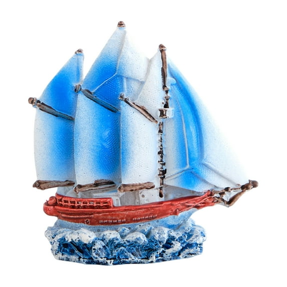 FeiFu Nautical Boats Models Resin Decor Mediterranean-Inspired Shelf Accents Hand-Painted Miniature Ship Crafts Vintage Home Accents