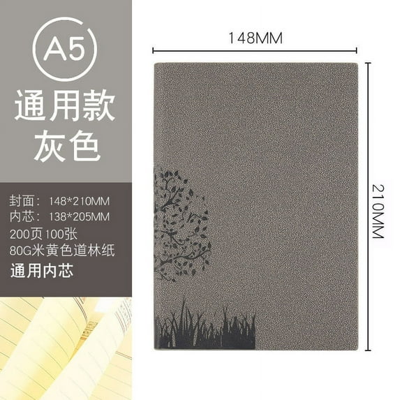 FeiFu Notebook A5 Business Diary Stationery B5 Office Notebook Refillable Organizer Planner Leather Business Writing Notebook Gray