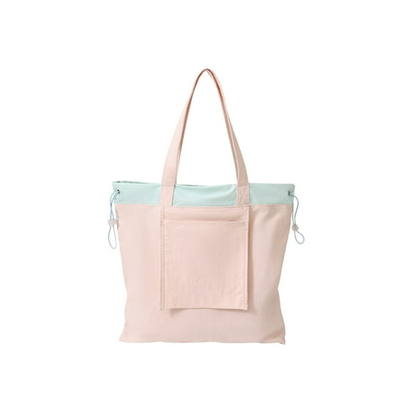 FeiFu Nylon Drawstring Foldable Shopping Tote,Multi-Use Travel Organizer Bag for Groceries, Gym Gear,Portable Design Pink