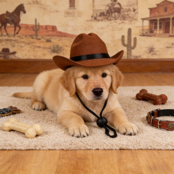 FeiFu Pet Cowboy Hat Cute Western Style Pet Cap Adjustable Strap Cowboy Hat for Small Medium Dogs Cats Puppy Pet Photo Prop Accessory