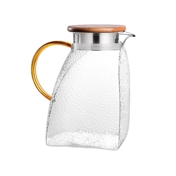 FeiFu Pitcher, 1800mL Liter Water Pitchers With Lid, Iced Tea for Fridge, Glass Water Carafe With Lid, Glass Jug, Large Drink Pitcher For Juices, Milk, Cold Or Hot Beverages transparent