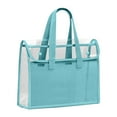 thumbnail image 1 of FeiFu Plastic File Bag,Waterproof Document Bag with Handle,Transparent File Tote Bag Pouch for Carrying Books Papers for A4 Paper Student Teacher School Blue, 1 of 5