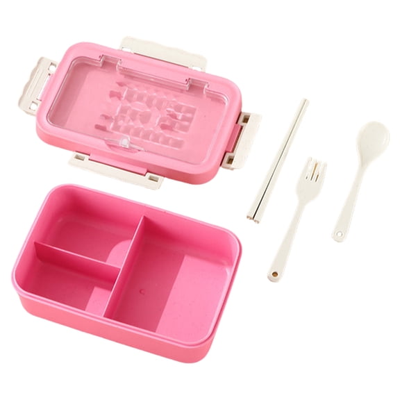 FeiFu Plastic Lunch Box Leakproof Food Storage Container with Utensils Microwave Safe Office School Meal Prep Singles Pack