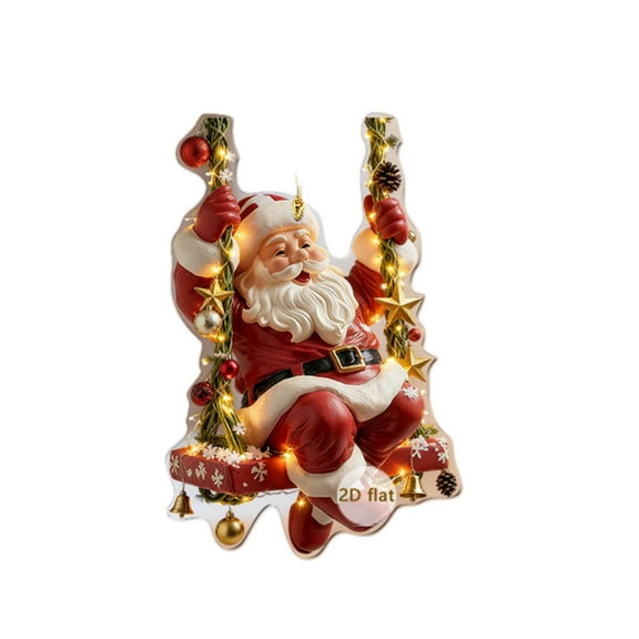 FeiFu Santa Claus 2D Acrylic Car Rearview Mirror Hanging Ornament Decorative Prop Lightweight Suitable for Car Interior Decoration or Holiday Gift