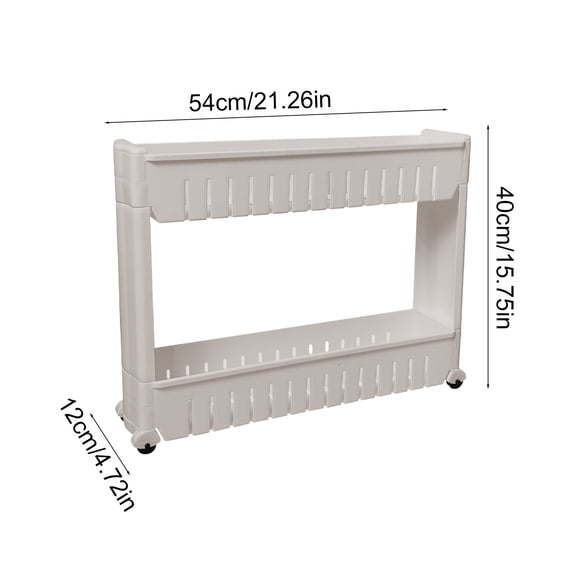 FeiFu Slim Storage Cart 2 Tier,Bathroom Organizer Rolling Utility,Mobile Shelving Unit Slide Out for Office, Kitchen, Laundry Room Narrow Places Gray