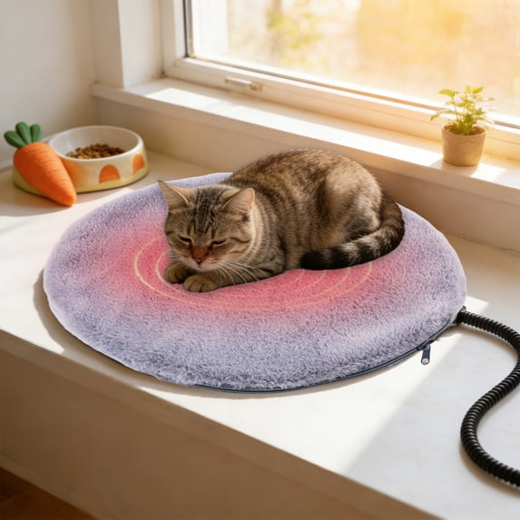 FeiFu Smart Constant Temperature Pet Heating Pad with Removable Cover Waterproof Shock Pet Heated Mat for Cats Dogs Winter Warming(Artificial Bunny Fur)