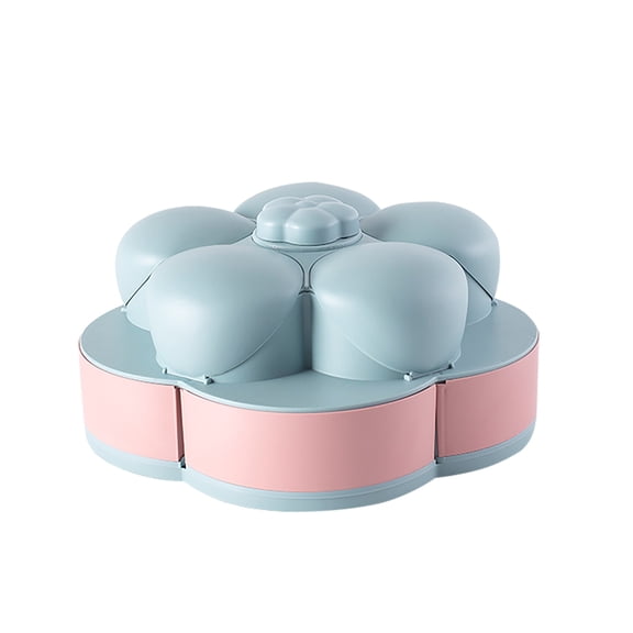 FeiFu 360° Rotating Double-Layer Dessert Stand Candy & Dried Fruit Display Tower for Parties, Coffee Tables, Office Snacks Lasting Plastic Tiered Serving Tray with Non-Tip Base