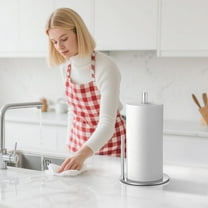 FeiFu Stainless Steel Kitchen Paper Towel Holder with Weighted Base Non-Slip Countertop Roll Paper Stand for Kitchen Bathroom Dining Room Use