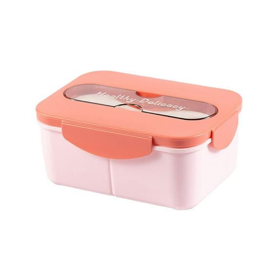 FeiFu Student Lunch Box Three Compartments Meal Divider Office Worker Microwaveable Plastic Food Container Leakproof Carrier with Lid