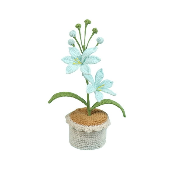 FeiFu Textured Yarn Bonsai Handcrafted Crochet Flower Pot Artificial Desktop Plants Boho Home Decor Gift for Plant Lovers Kitchen Shelf Decorative Accents