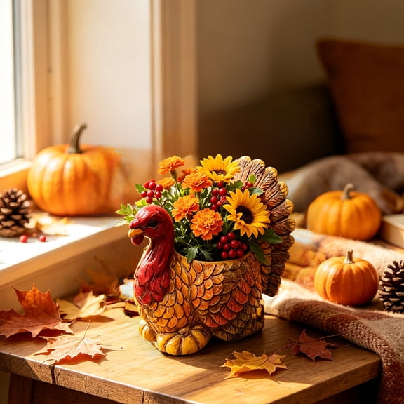 FeiFu Thanksgiving Turkey er Resin Decorative Figurine for Outdoor Garden Patio Porch Table Centerpiece Seasonal Home Decor