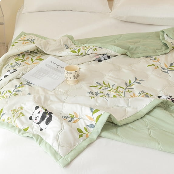 FeiFu Thin Summer Quilt Cool Feeling Ice Silk Air Conditioning Layer Machine Washable Bed Cover Chilling Surface Comforter Lightweight Fabric