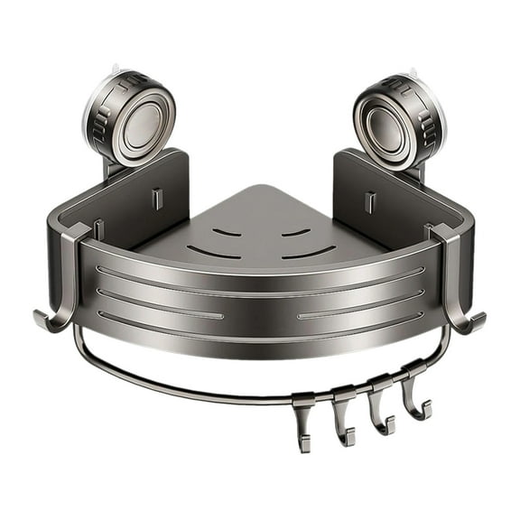 FeiFu Triangles Shower Corner Shelf,Suction Cup Bathroom Organizer for Shampoo, Soap Storage with No-Drill Design As shown