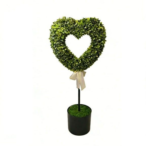 FeiFu Valentine's Day Heart Shaped Topiary Artificial Decorative Ball Tree Romantic Love Themed Ornament for Tabletop Porch Home Party Decor