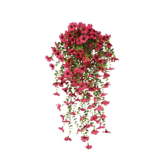 FeiFu Violet Rattan Hanging Planter,Artificial Flower Basket for Displays, Porch Ceilings Boho Bedroom Decor with Pre-Installed Hooks Drainage Holes