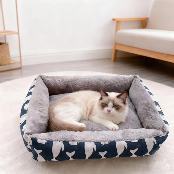 FeiFu Winter Warm Pet Bed Nest Thickened Plush Calming Pet House Windproof Cold-Proof Cozy Sleep Bed for Small Medium Dogs Cats Puppy Indoor Use