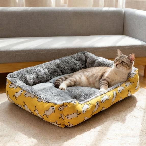 FeiFu Winter Warm Pet Bed Nest Thickened Plush Calming Pet House Windproof Cold-Proof Cozy Sleep Bed for Small Medium Dogs Cats Puppy Indoor Use