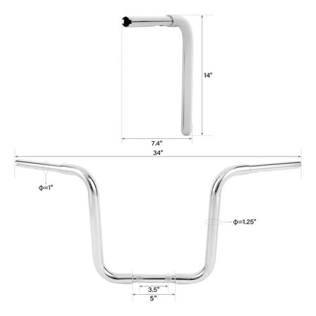 FeiZen 14'' Rise 1-1/4" Ape Hanger Handlebar Fit For Harley Softail Dyna