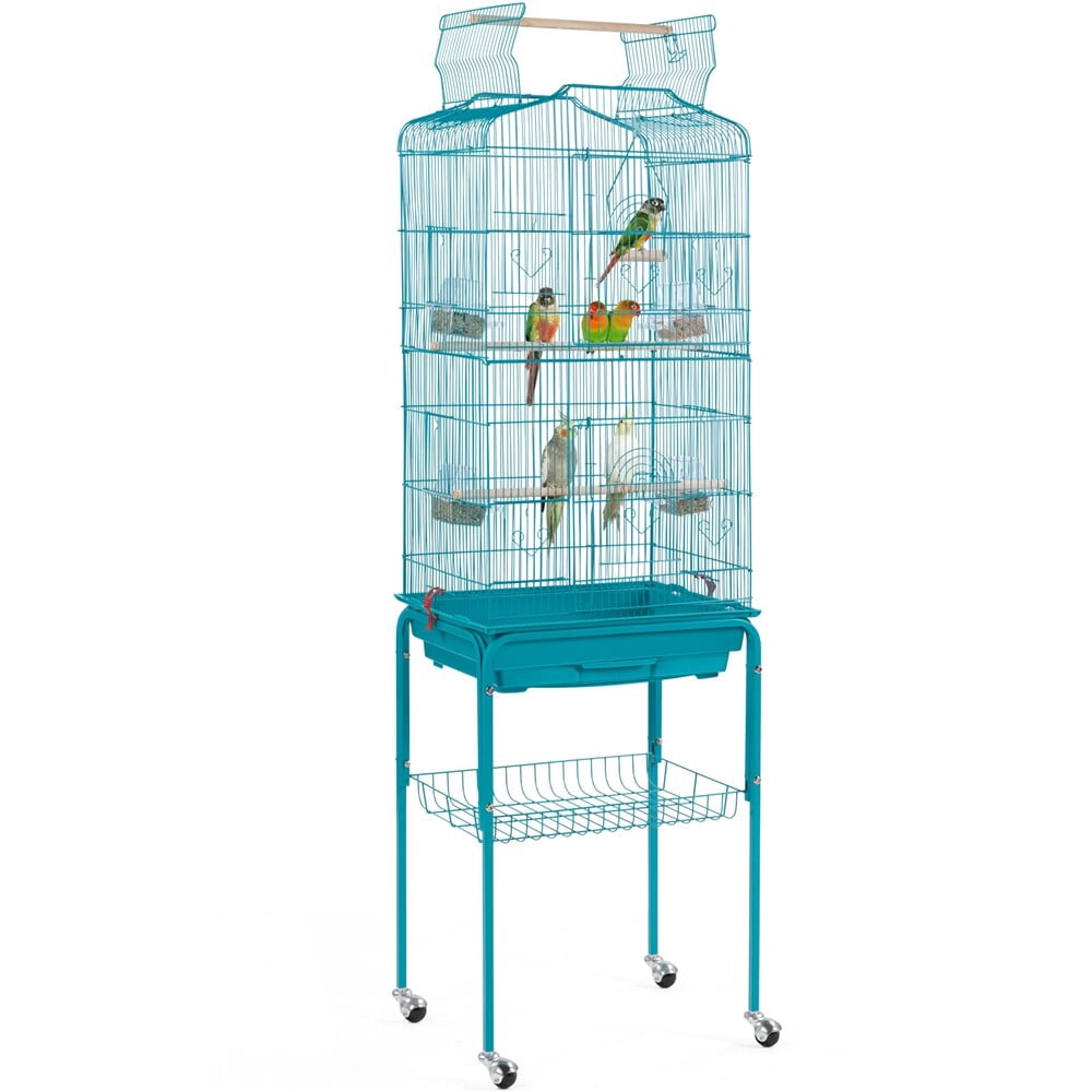 Image showcasing FeiZen 64 Inch Open Top Metal Bird Cage with Stand – Spacious Parrot ...