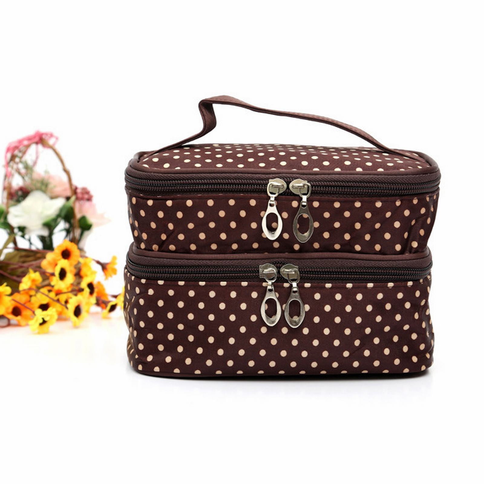 Feiboyy Double Layer Durable Waterproof Woman Makeup Box Cosmetic Bag Portable Travel Storage