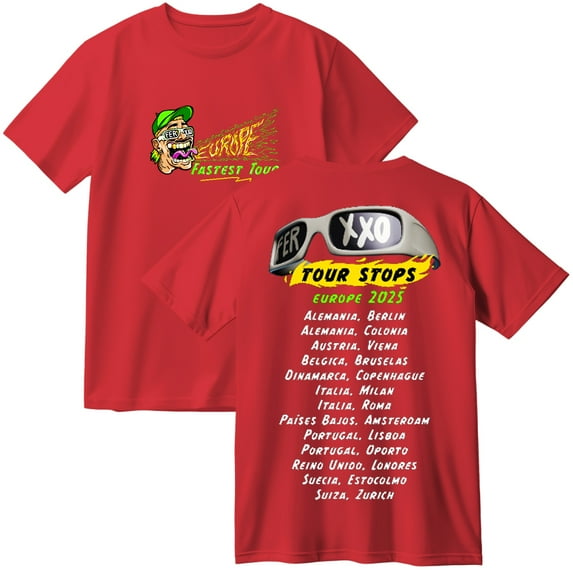 Feid Ferxxo Europe Fastest Tour Cotton T-Shirt Women Men Casual Crewneck Short Sleeve Tee