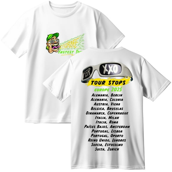 Feid Ferxxo Europe Fastest Tour Cotton T-Shirt Women Men Casual Crewneck Short Sleeve Tee