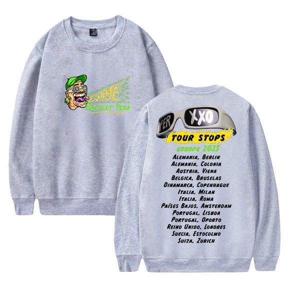 Feid Ferxxo Europe Fastest Tour Sweatshirt Women Men Casual Crewneck Long Sleeve Pullover Clothes