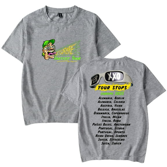 Feid Ferxxo Europe Fastest Tour T-Shirt Women Men Crewneck Casual Short Sleeve Tee