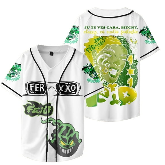 Feid Ferxxo Nitro Jam Underground Tour Merch Baseball Jersey V-Neck Shirt Short Sleeve Streetwear Clothes