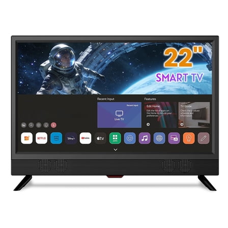 Feihe 22-inch Small Smart TV Full HD 1080p | Kitchen Smart TV, Flat Screen Television with Loud Dual Stereo Speakers, 178 Viewing & Wi/Fi