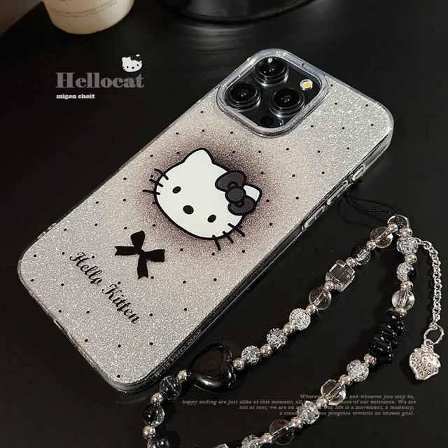 Feikong Hello Kitty Sanrio Anime glitter transparent Phone Case For