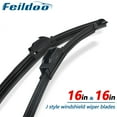 thumbnail image 1 of Feildoo 16 Inch & 16 Inch Replacement Windshield Wiper Blades Fit For Dodge Ram 50 1993 Premium Summer Winter Braketless (Pack of 2, 16"+16", For Car Front Window), WW3455A, 1 of 7